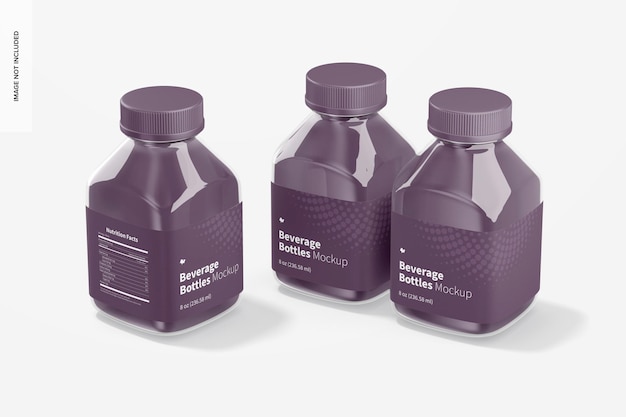 8 oz beverage bottles mockup