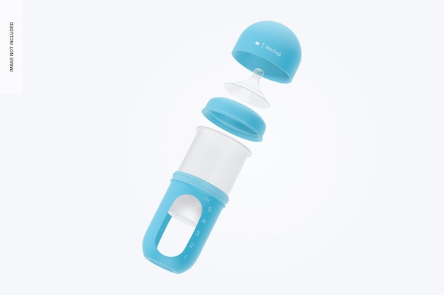 8 oz Silicone Baby Milk Bottle Mockup, Top View