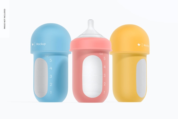 8 oz silicone baby milk bottles mockup