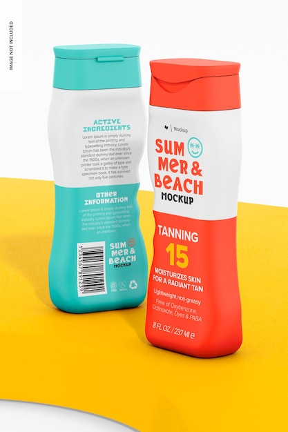 8 oz sunscreen bottles mockup perspective