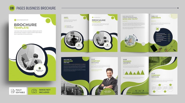 Modello di brochure aziendale di 8 pagine psd