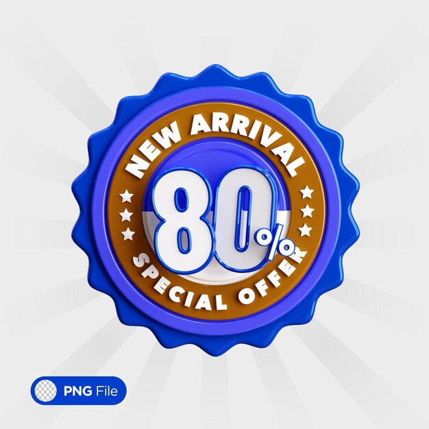 80 Off Sale Badge Ilustracja 3d