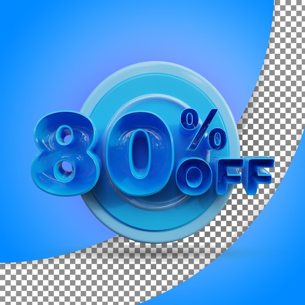 Rendering 3d isolato dell'80% rendering 3d realistico prodotto offerto