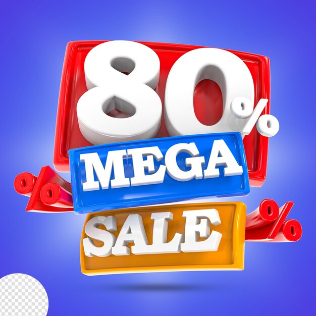 Rendering 3d di 80 percento mega sale