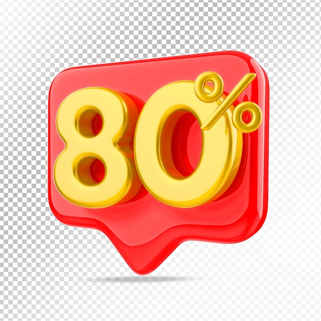 빨간색 3d 렌더링의 80% 제안