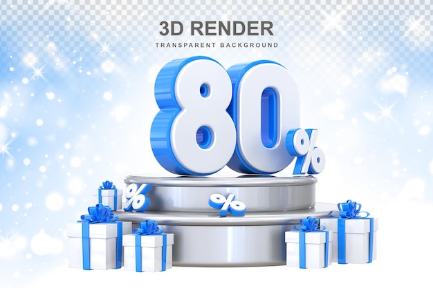 PSD 80 percent promotion with gift 3d