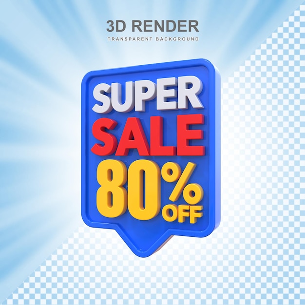 PSD 80 percent super sale off 3d label