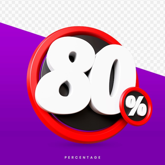 PSD 80 percentage 3d isolated