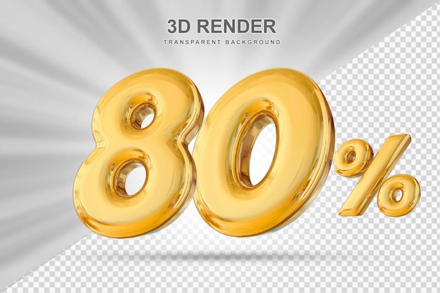 80 procent korting aanbieden Gold 3D rendering