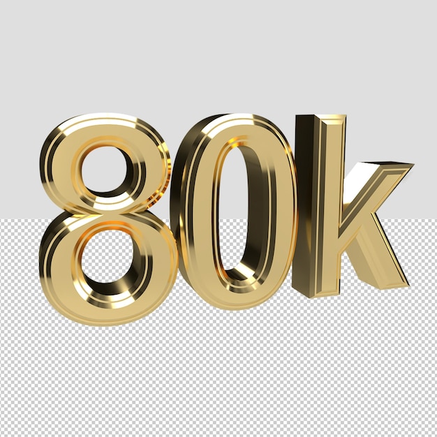 PSD 80 thousand gold number 3d render