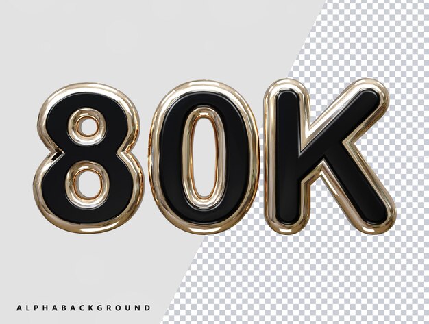 PSD 80k text effect 3d rendering illustration element