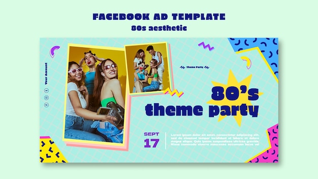 PSD 80s aesthetic facebook template