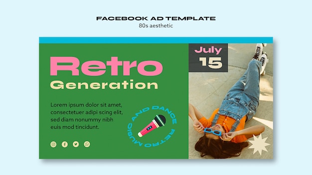 80s aesthetic facebook template