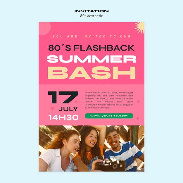 80s aesthetic invitation template