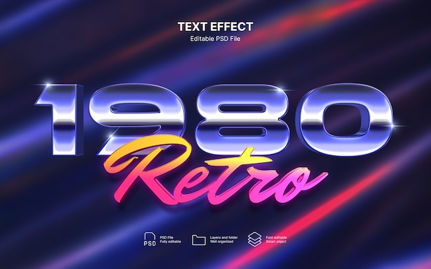 PSD 80s chrome text effect