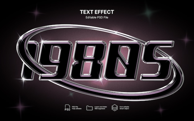 PSD 80s chrome text effect