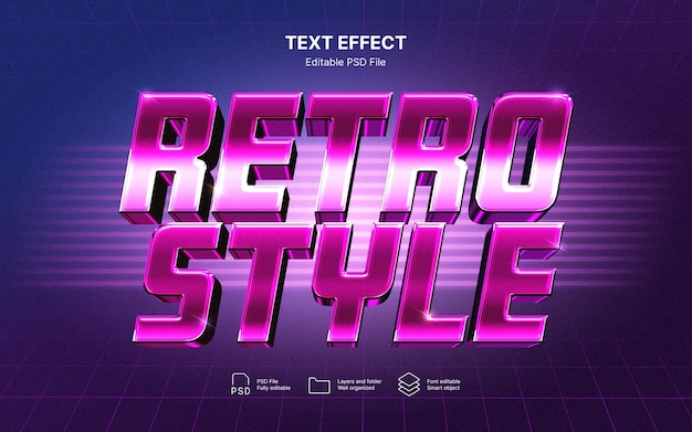 PSD 80s chrome text effect