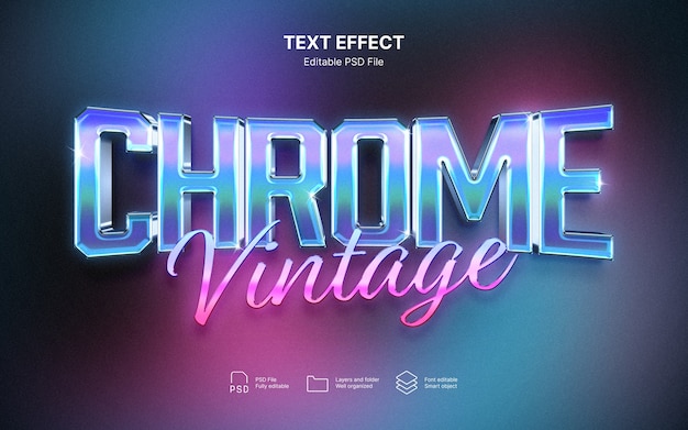 PSD 80s chrome text effect