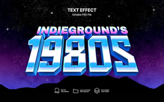 Эффект текстового хрома 80-х