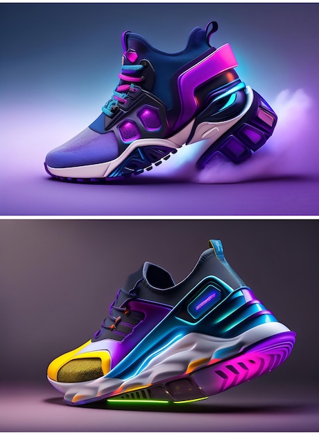 PSD 80s cyberpunk style sports shoes