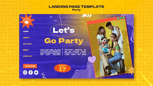 PSD 80s party landing page template