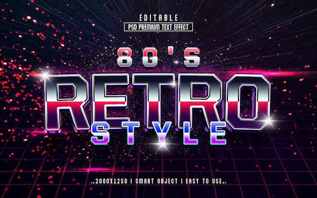 PSD 80s retro style trend 3d teksteffectstijl