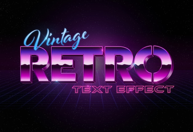 80s syle 3D retro style text effect 