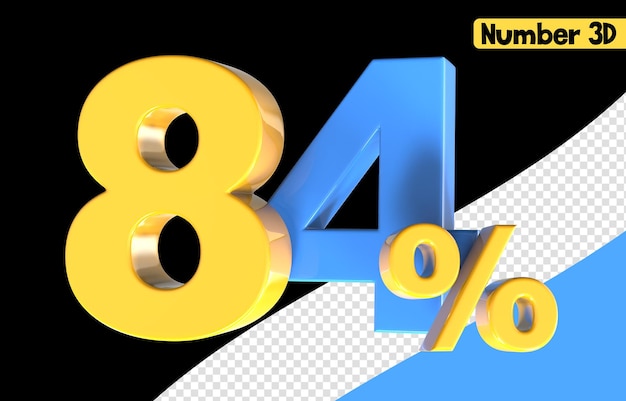 84 Number Yallow With Blue 3d render