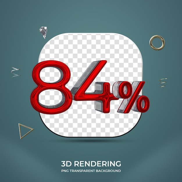 84% の 3 d 番号の透明な背景