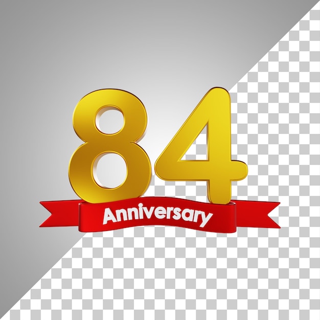 PSD 84 year happy anniversary number 3d rendering