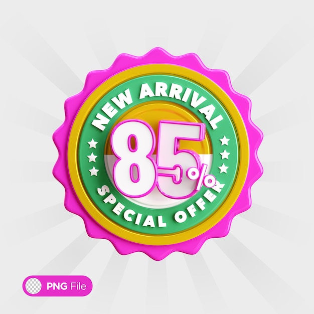 85 Off Sale Badge 3D-illustratie