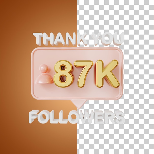 87k followers gold 3d rendering