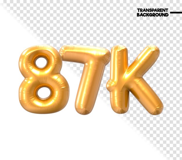 PSD 87k number gold 3d render