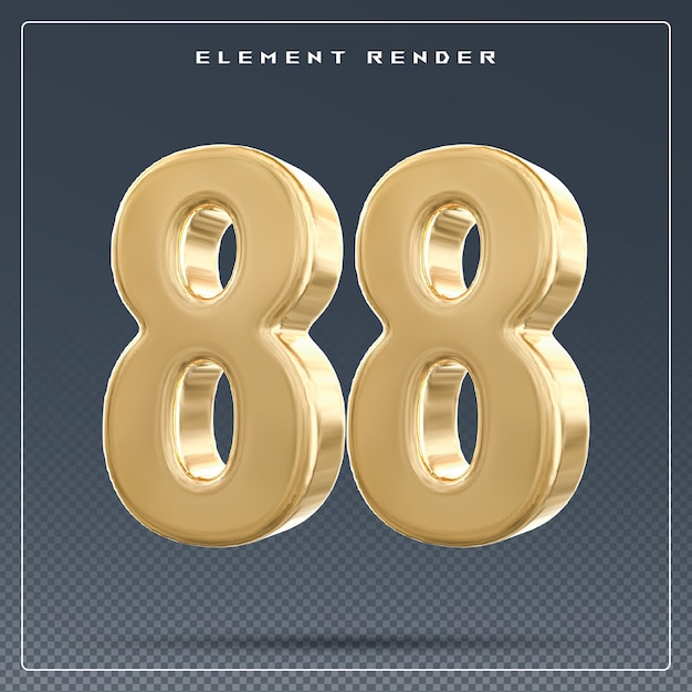 PSD 88 number gold 3d render