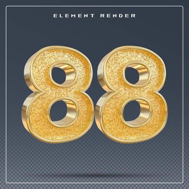 PSD 88 number gold 3d render