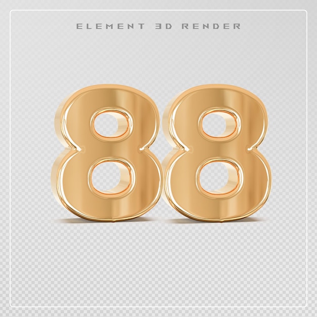 PSD 88 number golden 3d render