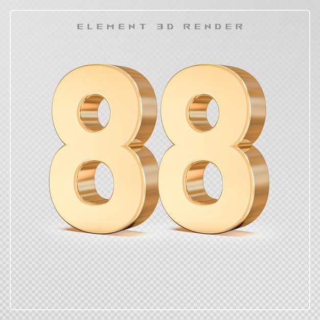 PSD 88 number golden 3d render