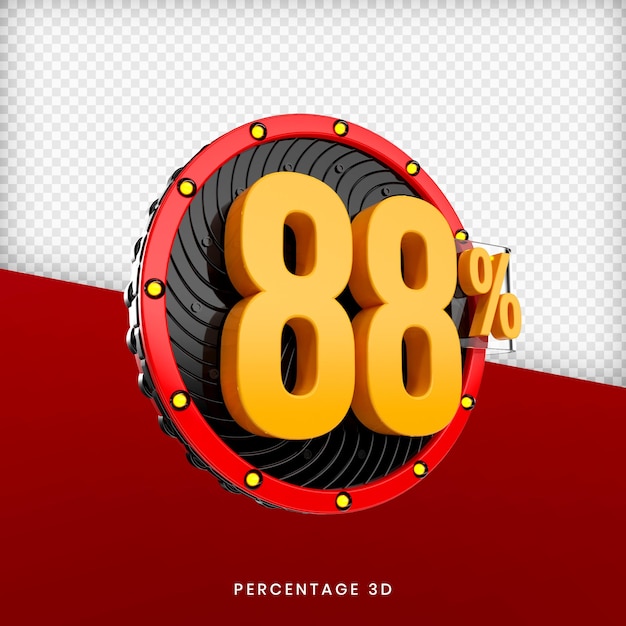 88 percentage 3d render premium psd