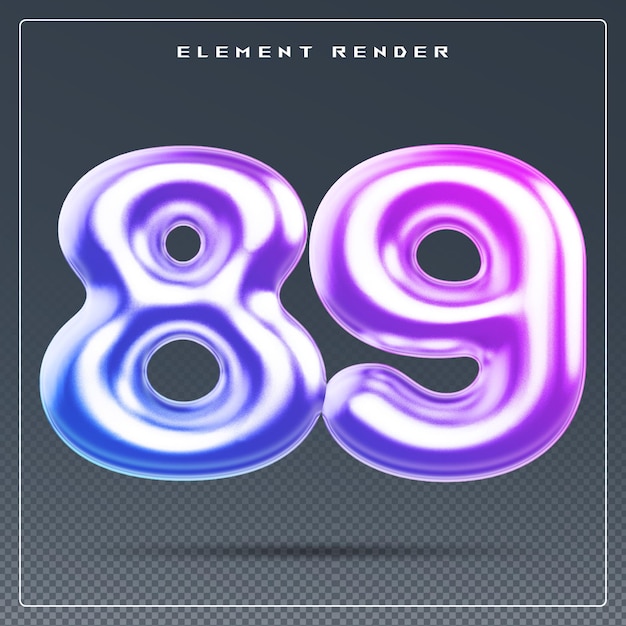 PSD 89 number gradient 3d render