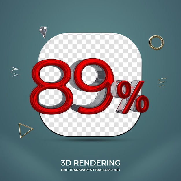 PSD 89 percent 3d number transparent background