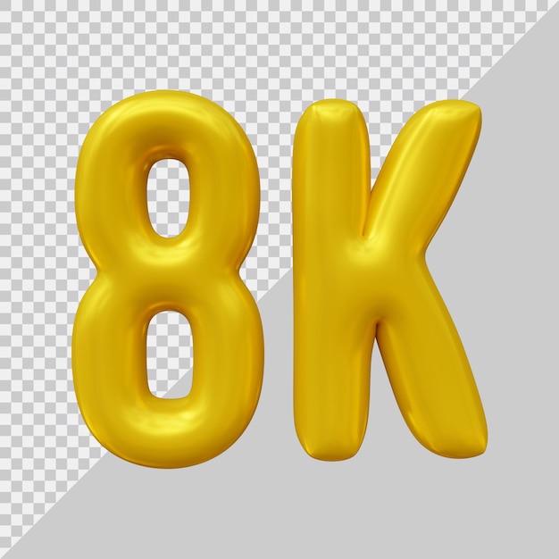 Дизайн 8k подписчиков в 3d-рендеринге