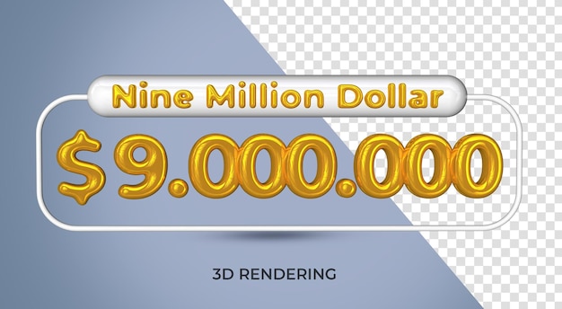 9 million dollar poster design with yellow color 3d render