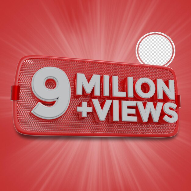 PSD 9 million subscribers 3d rendering