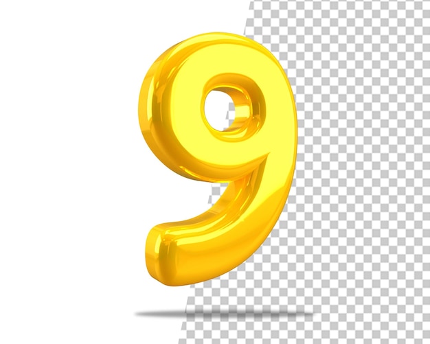 9 number gold nine luxury text 3d logo 