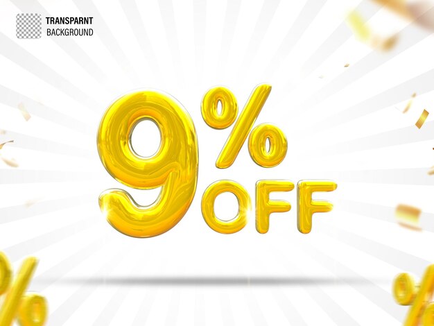 9 percent offer in 3d rendering isolated