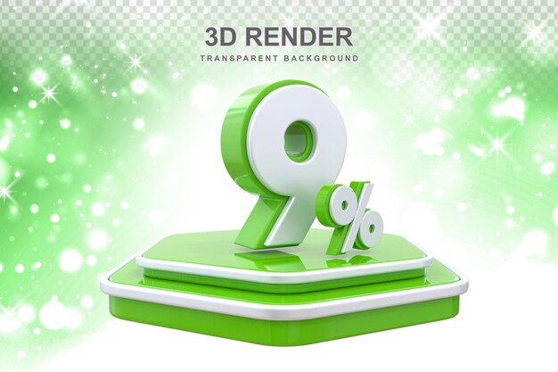 PSD 9 percent promotion podium 3d render