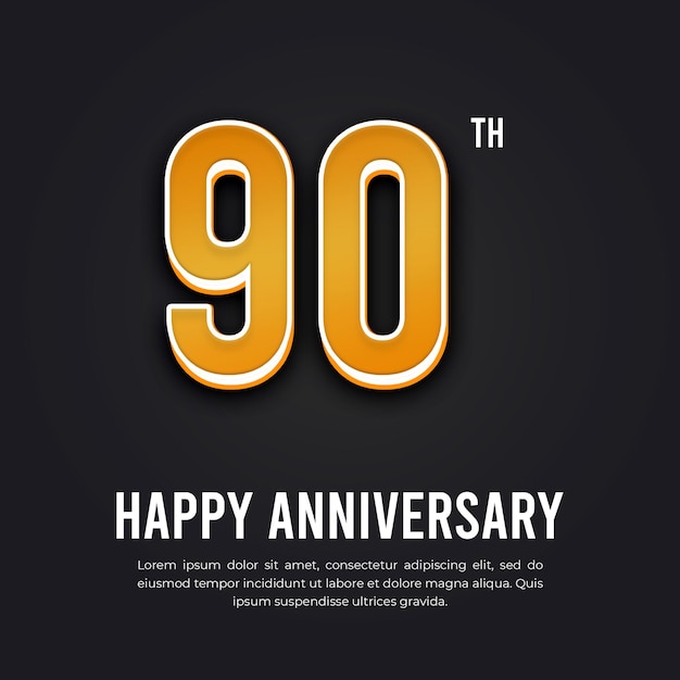 90 Happy Anniversary Celebration Social Media Banner and Instagram Post Template Design