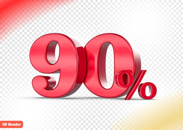 PSD sconto del 90% in metallo rosso con rendering 3d