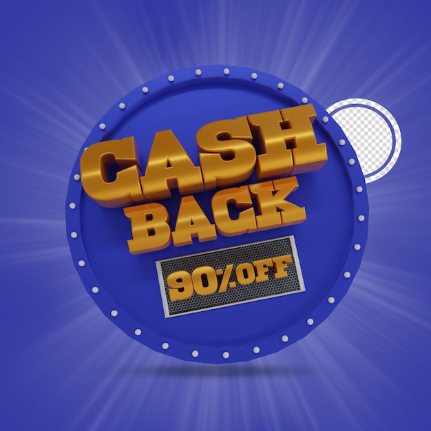 90 percent cash back 3d render