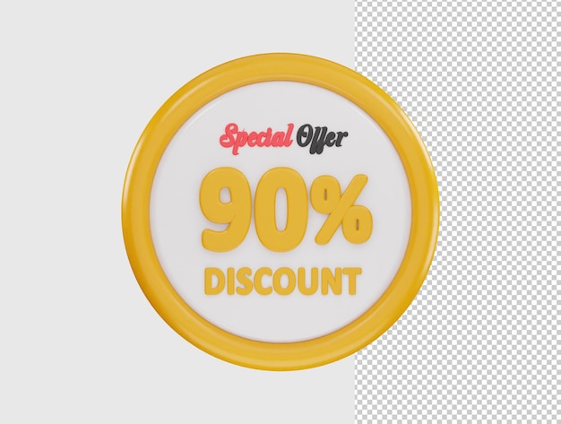 90 percento di sconto sull'icona dell'offerta speciale rendering 3d illustrazione vettoriale